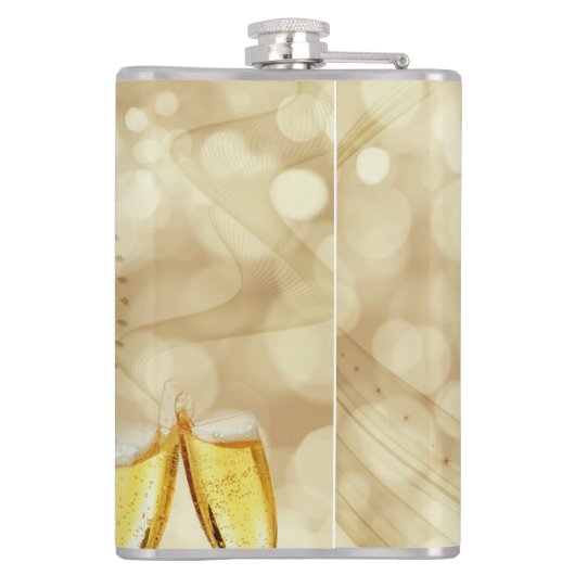 Nieuwjaarsdag met champagnebril heupfles (Achterkant)