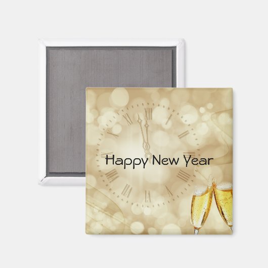 Nieuwjaarsdag met champagnebril magneet (Voorkant / Achterkant)