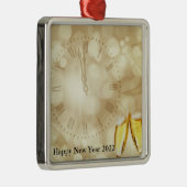 Nieuwjaarsdag met champagnebril metalen ornament (Rechts)