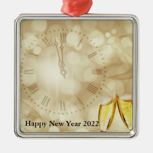 Nieuwjaarsdag met champagnebril metalen ornament (Voorkant)