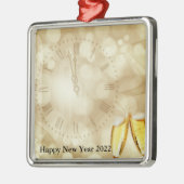 Nieuwjaarsdag met champagnebril metalen ornament (Links)