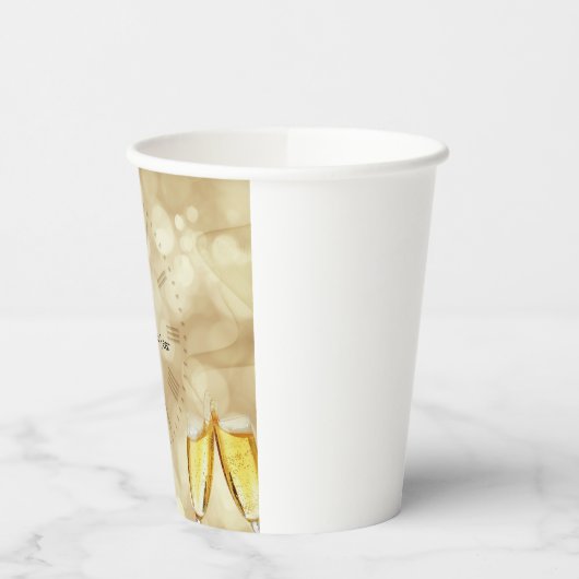 Nieuwjaarsdag met champagnebril papieren bekers (Links)