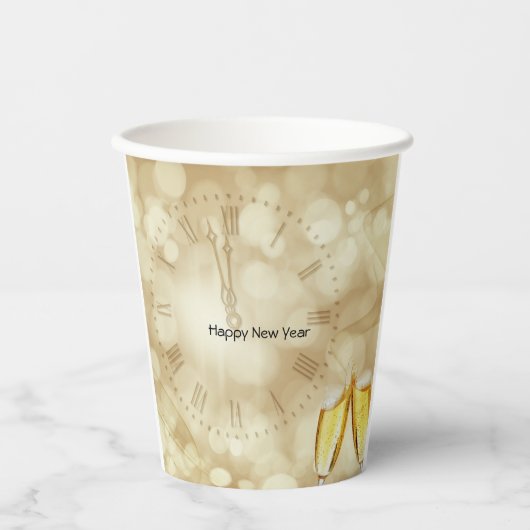 Nieuwjaarsdag met champagnebril papieren bekers (Voorkant)