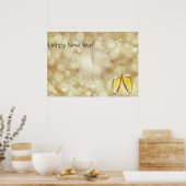 Nieuwjaarsdag met champagnebril poster (Keuken)