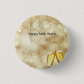 Nieuwjaarsdag met champagnebril ronde button 3,2 cm (Voorkant)