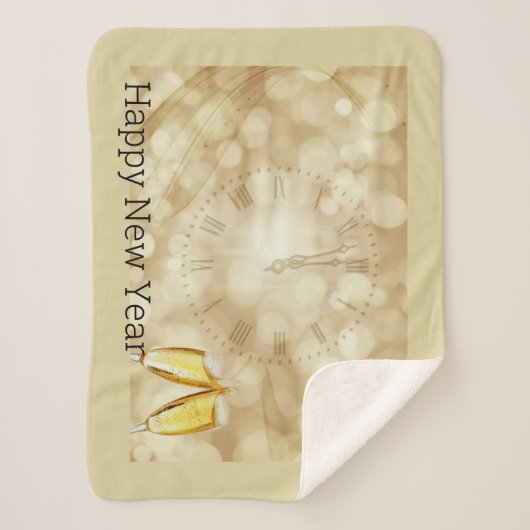 Nieuwjaarsdag met champagnebril sherpa deken (Voorkant)