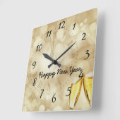 Nieuwjaarsdag met champagnebril  vierkante klok (Hoek)