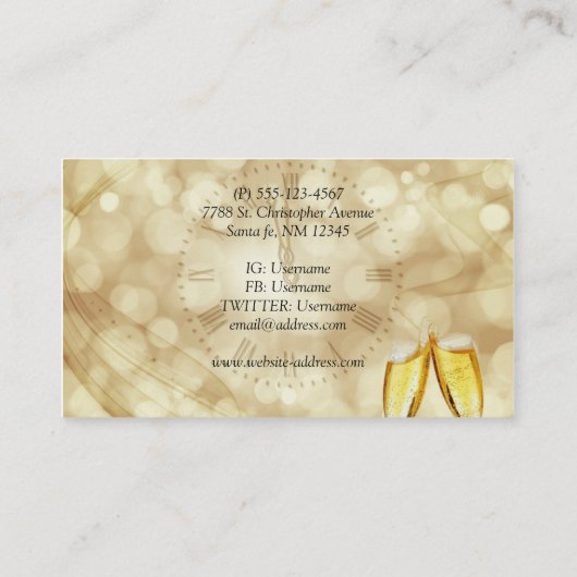 Nieuwjaarsdag met champagnebril visitekaartje (Achterkant)