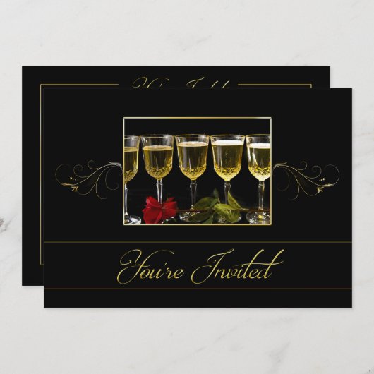 Nieuwjaarsdag, partijuitnodiging, jaar invullen kaart (Voorkant / Achterkant)