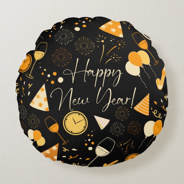 Nieuwjaarsdag Rond Kussen (Voorkant)