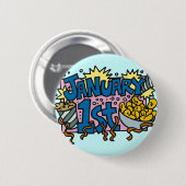 Nieuwjaarsdag Ronde Button 5,7 Cm (Voorkant /achterkant)