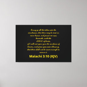 Nieuwjaarsdag van de Bijbel Verse Malachi 3:10 (KJ Canvas Afdruk