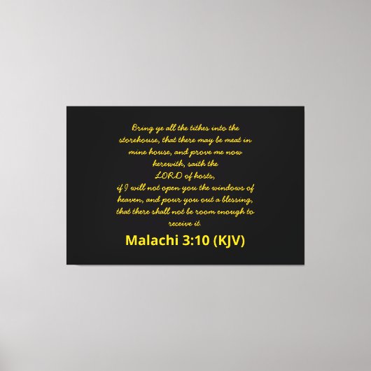 Nieuwjaarsdag van de Bijbel Verse Malachi 3:10 (KJ Canvas Afdruk (Voorkant)