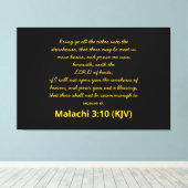 Nieuwjaarsdag van de Bijbel Verse Malachi 3:10 (KJ Canvas Afdruk (Insitu (Houten vloer))