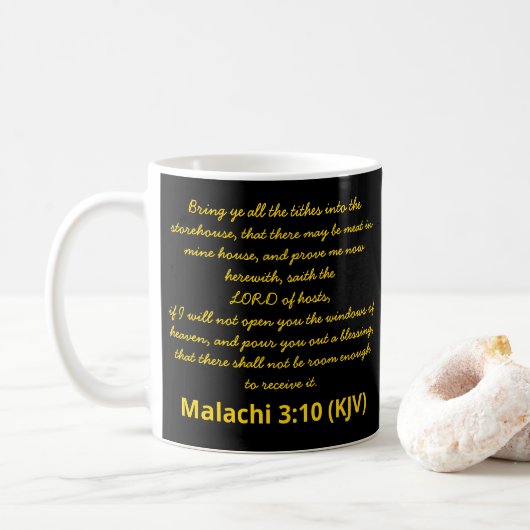 Nieuwjaarsdag van de Bijbel Verse Malachi 3:10 (KJ Koffiemok (Met donut)