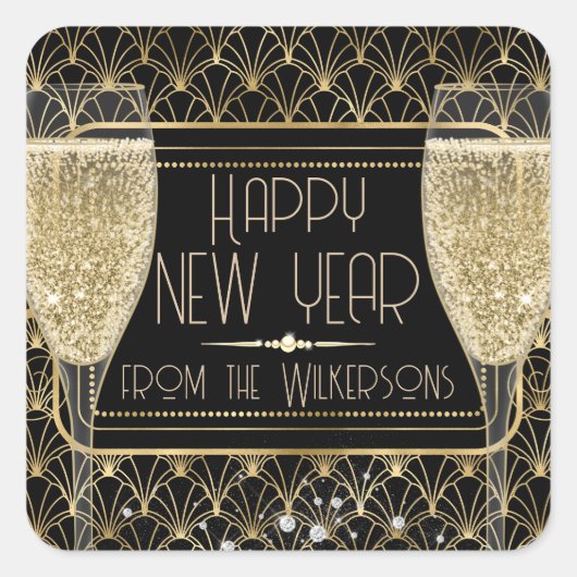 Nieuwjaarsdag van de Roaring Twenties Vierkante Sticker (Voorkant)
