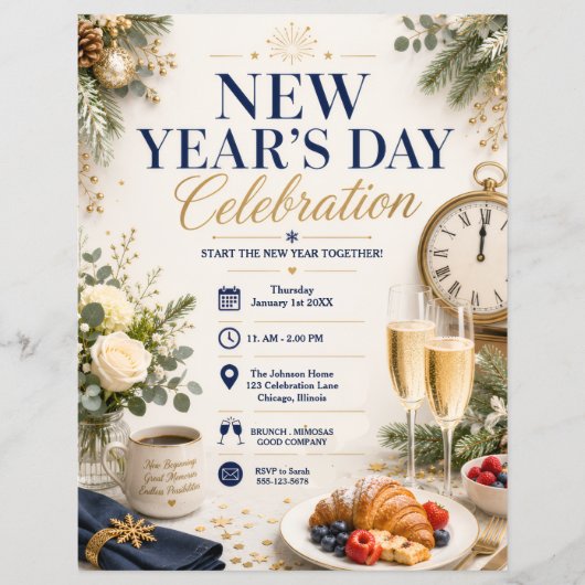 Nieuwjaarsdag Viering Flyer (Voorkant)