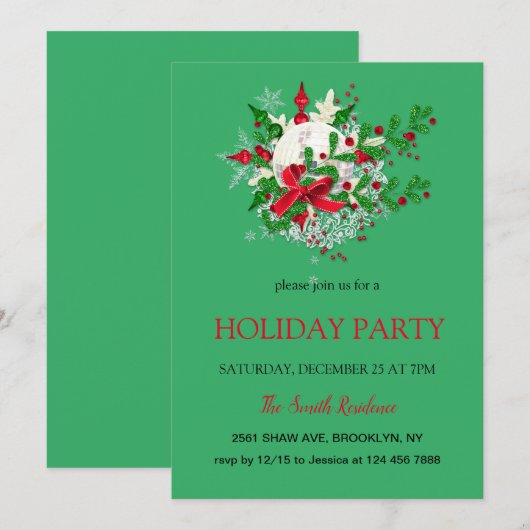 Nieuwjaarsdecoratie, kerstster uitnodiging (Voorkant / Achterkant)