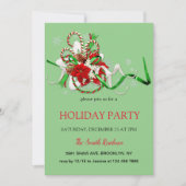 Nieuwjaarsdecoratie loli pop, kerstster Uitnodigin Kaart (Voorkant)