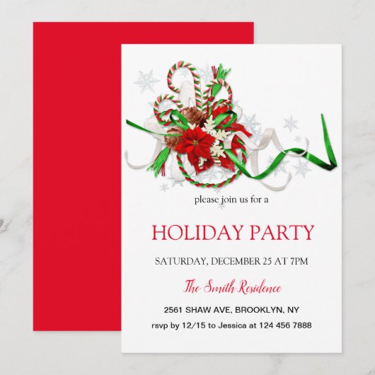 Nieuwjaarsdecoratie lollypop, Kerstster Kaart (Voorkant / Achterkant)