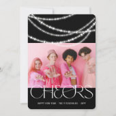 Nieuwjaarse kaas met piekverlichting Stijlvolle fo Feestdagenkaart (Voorkant)