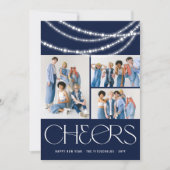 Nieuwjaarse kaas met piekverlichting Stijlvolle fo Feestdagenkaart (Voorkant)