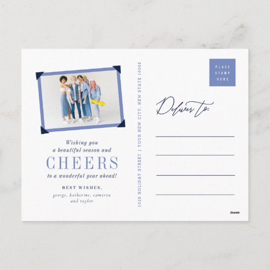 Nieuwjaarse kaas met piekverlichting Stijlvolle fo Feestdagenkaart (Achterkant)