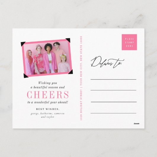 Nieuwjaarse kaas met piekverlichting Stijlvolle fo Feestdagenkaart (Achterkant)