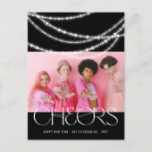 Nieuwjaarse kaas met piekverlichting Stijlvolle fo Feestdagenkaart (Voorkant)