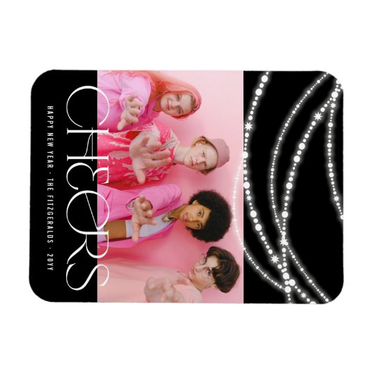 Nieuwjaarse kaas met piekverlichting Stijlvolle fo Magneet (Horizontaal)