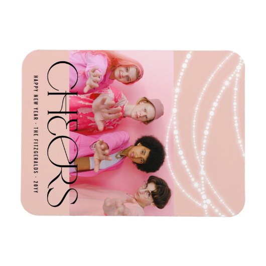 Nieuwjaarse kaas met piekverlichting Stijlvolle fo Magneet (Horizontaal)