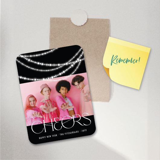 Nieuwjaarse kaas met piekverlichting Stijlvolle fo Magneet