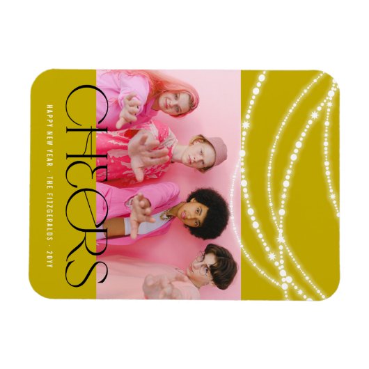 Nieuwjaarse kaas met piekverlichting Stijlvolle fo Magneet (Horizontaal)