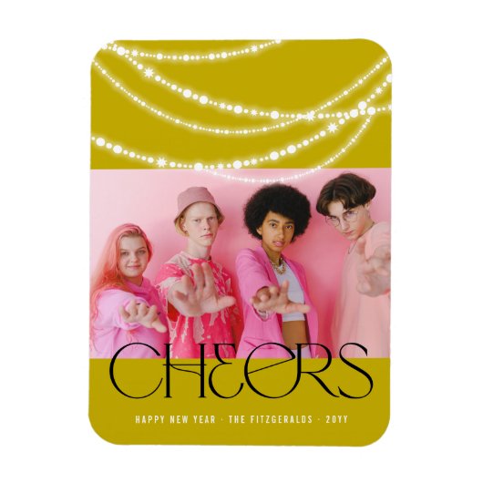 Nieuwjaarse kaas met piekverlichting Stijlvolle fo Magneet (Verticaal)