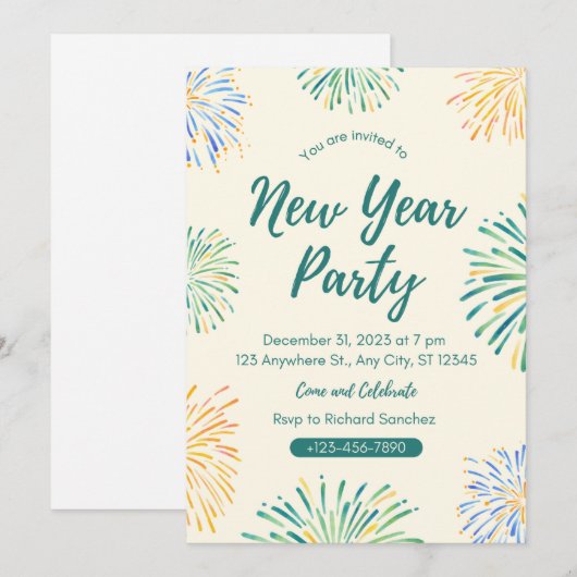 Nieuwjaarselegantie: exclusieve uitnodigingen te v (Voorkant / Achterkant)