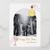 Nieuwjaarsfamiliefoto Folie Feestdagenkaart (Voorkant)