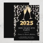 Nieuwjaarsfeest 2025 Champagne String Lights Kaart (Voorkant / Achterkant)