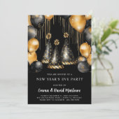 Nieuwjaarsfeest 2025 Gold Black Balloons Kaart (Staand voorkant)