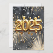 Nieuwjaarsfeest 2025 Gold Glitter Balloons City Kaart (Achterkant)