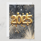 Nieuwjaarsfeest 2025 Gold Glitter Kaart (Achterkant)