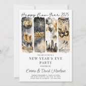 Nieuwjaarsfeest 2025 Gold Glitter Kaart (Voorkant)