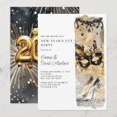 Nieuwjaarsfeest 2025 Gold Glitter Kaart (Voorkant / Achterkant)