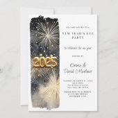 Nieuwjaarsfeest 2025 Gold Glitter Vuurwerk Kaart (Voorkant)