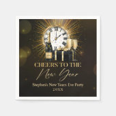 Nieuwjaarsfeest 2025 gouden champagne servet (Voorkant)