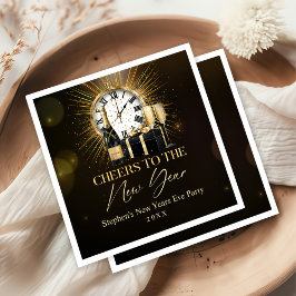 Nieuwjaarsfeest 2025 gouden champagne servet