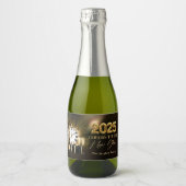 Nieuwjaarsfeest 2025 gouden champagne sparkling wijnetiket (Voorkant)