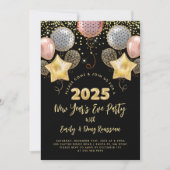 Nieuwjaarsfeest 2025 Roos Gold Glitter Kaart (Voorkant)