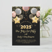Nieuwjaarsfeest 2025 Roos Gold Glitter Kaart (Staand voorkant)