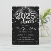 Nieuwjaarsfeest 2025 Silver Modern Kaart (Staand voorkant)