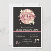 Nieuwjaarsfeest 2025 uitnodiging zwarte discobal (Voorkant)